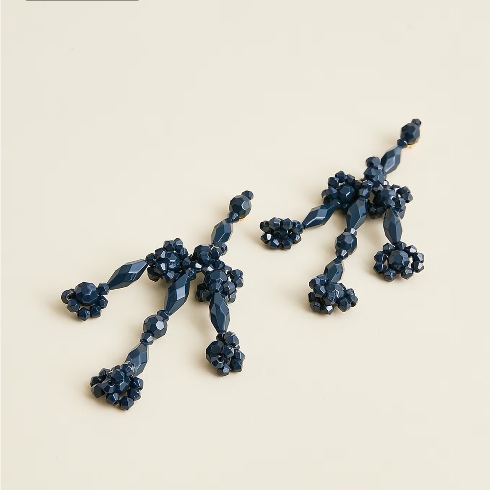 J crew navy Beaded chandelier earrings